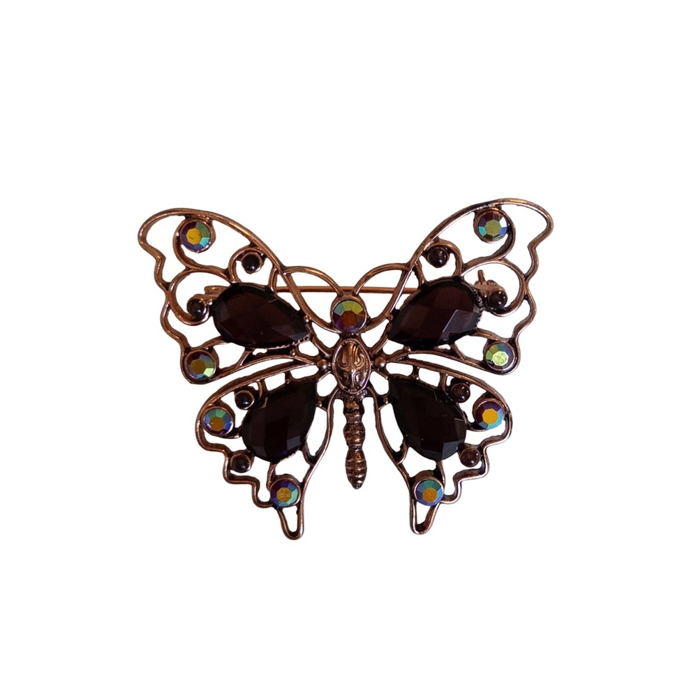 Purple & Copper Butterfly Brooch